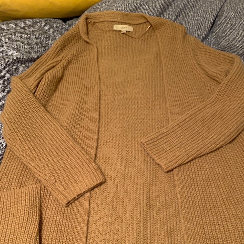 Loft knee length dusty pink cardigan